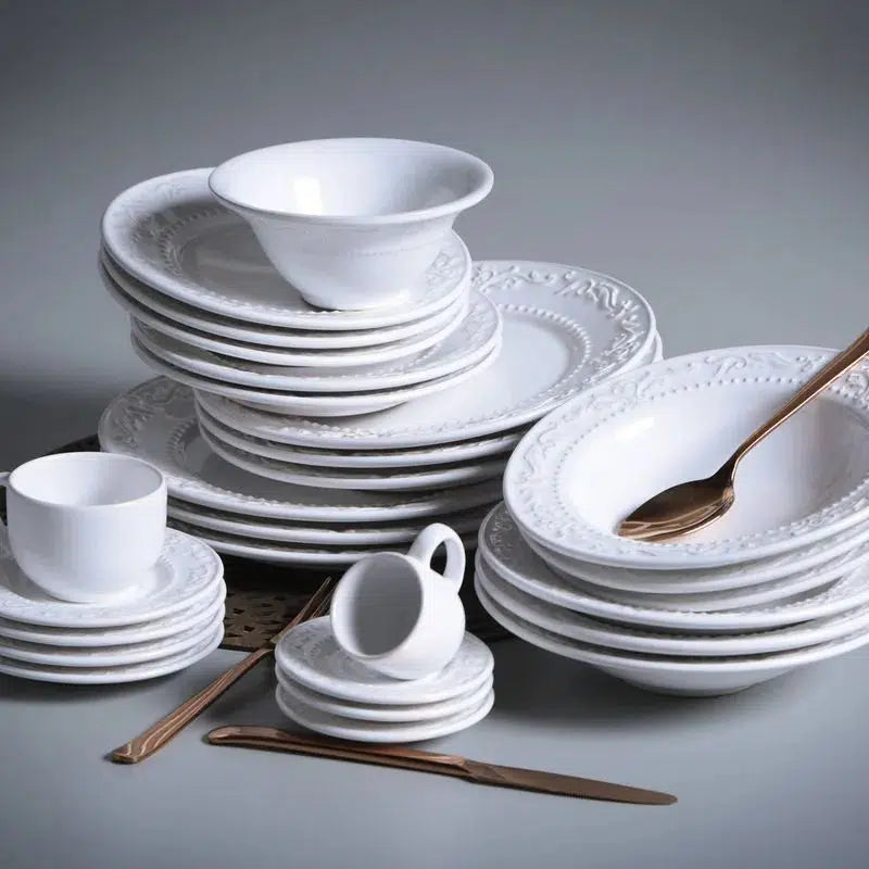 Conjunto 6 Pratos Fundos Stoneware Acanthus Branco 22cm Porto Brasil