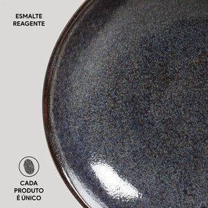 Conjunto 6 Pratos Fundos Stoneware Bio Titanium 22,5cm 830ml Porto Brasil