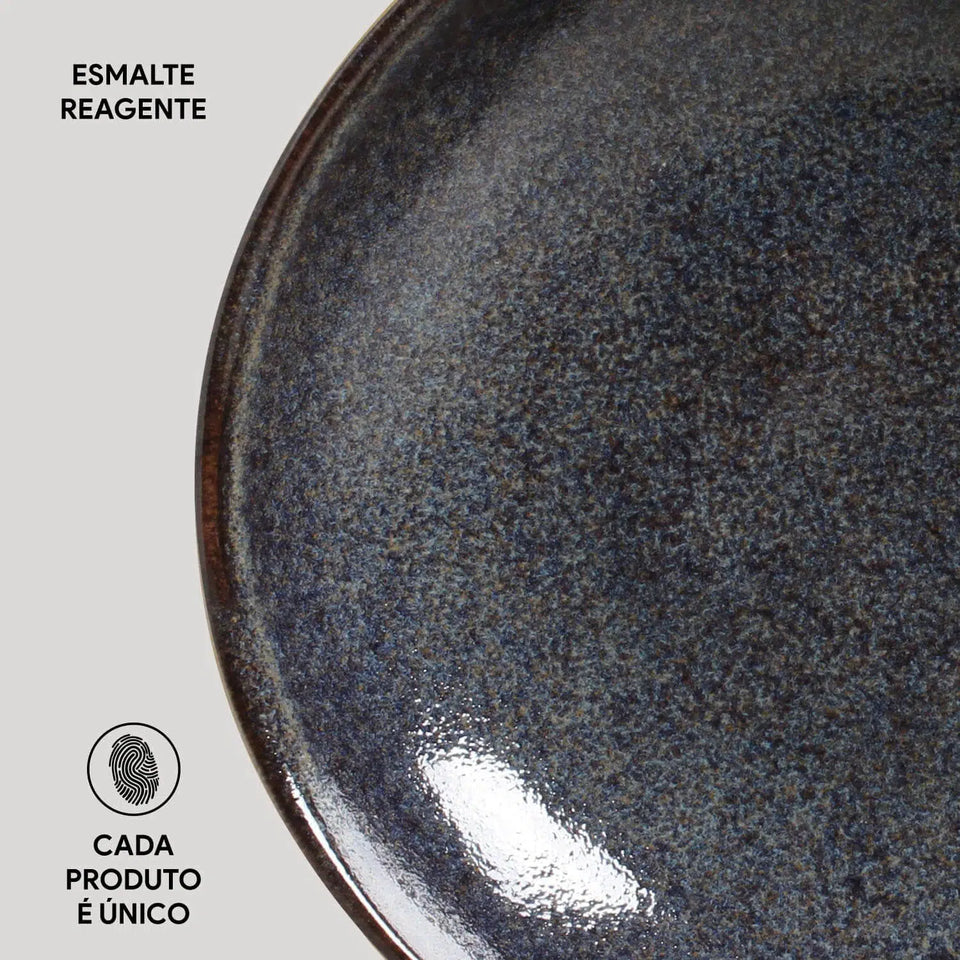 Conjunto 6 Pratos Fundos Stoneware Bio Titanium 22,5cm 830ml Porto Brasil