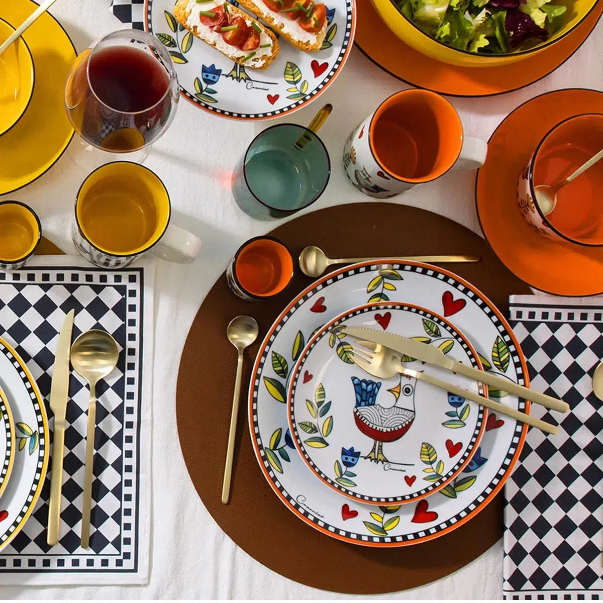 Conjunto 6 Pratos Porcelana Cocoricó Laranja 19Cm Egan Egan