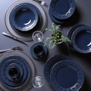 Conjunto 6 Pratos Rasos Madeleine Deep Blue Cerâmica 26CM Porto Brasil
