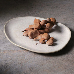 Conjunto 6 Pratos Rasos Oval Stoneware Orgânico Latte 29cm Porto Brasil