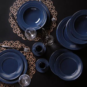 Conjunto 6 Pratos Rasos Roma Deep Blue Cerâmica 26CM Porto Brasil