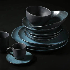 Conjunto 6 Pratos Rasos Stoneware Orgânico Petroleum/Night Sky 26,5cmPorto Brasil