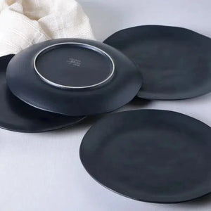 Conjunto 6 Pratos Rasos Stoneware Orgânico Preto Matte 26,5cm Porto Brasil