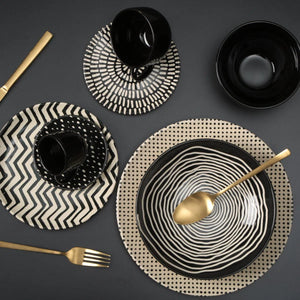 Conjunto 6 Pratos de Sobremesa Coup Chevron Cerâmica 20,5cm Porto Brasil