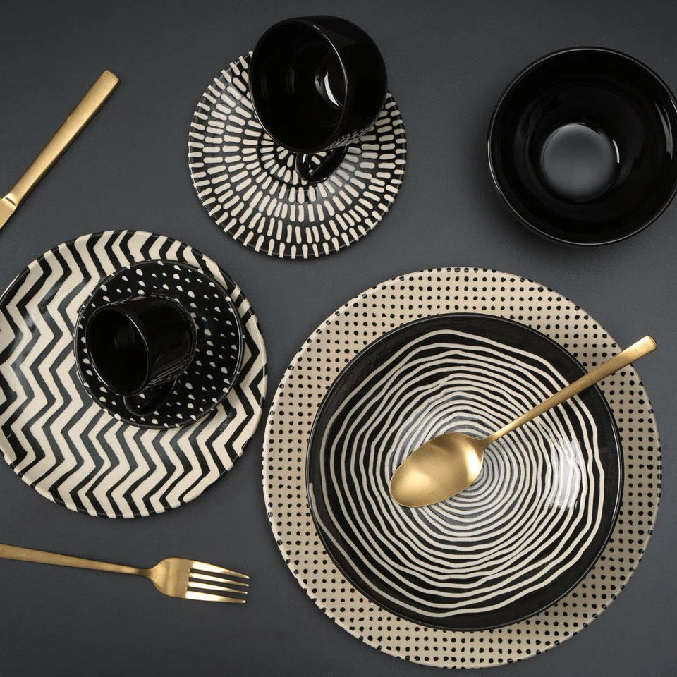 Conjunto 6 Pratos de Sobremesa Coup Chevron Cerâmica 20,5cm Porto Brasil