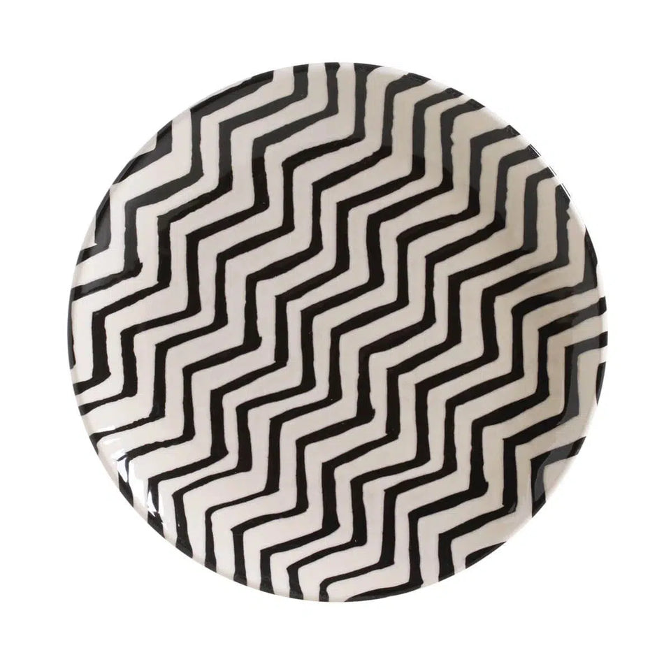 Conjunto 6 Pratos de Sobremesa Coup Chevron Cerâmica 20,5cm Porto Brasil