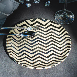 Conjunto 6 Pratos de Sobremesa Coup Chevron Cerâmica 20,5cm Porto Brasil