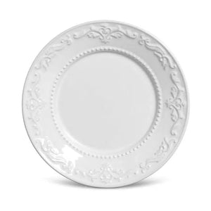 Conjunto 6 Pratos de Sobremesa Faiança Feldspática Acanthus Branco 20,5cm Porto Brasil