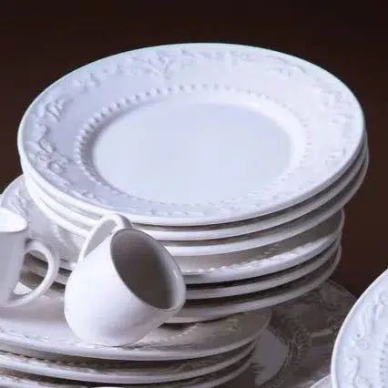 Conjunto 6 Pratos de Sobremesa Stoneware Acanthus Branco 20,5cm Porto Brasil