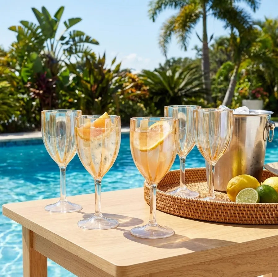 Conjunto 6 Taças Acrílico Laranja Linha Náutica 300ml