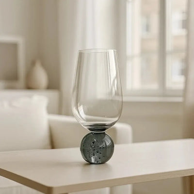 Conjunto 6 Taças Vidro Transparente base Esfera Fumê Linha Sintonia 550ml