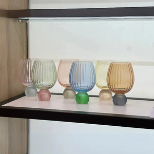 Conjunto 6 Taças Vidro base Esfera Colorido Linha Sintonia 450ml