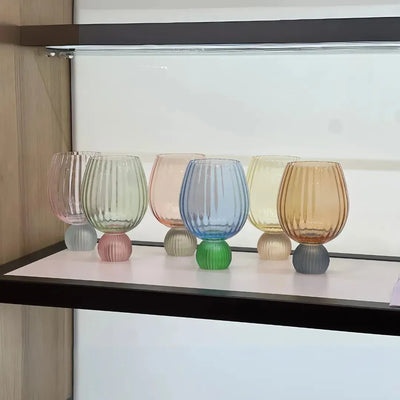 Conjunto 6 Taças Vidro base Esfera Colorido Linha Sintonia 450ml