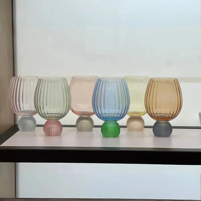 Conjunto 6 Taças Vidro base Esfera Colorido Linha Sintonia 450ml