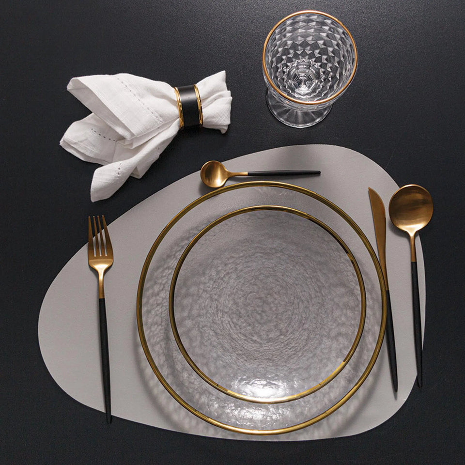 Conjunto 6 Taças p/ Água Vidro Bico de Jaca com Fio Dourado 300ml