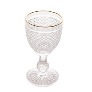 Conjunto 6 Taças p/ Água Vidro Bico de Jaca com Fio Dourado 300ml