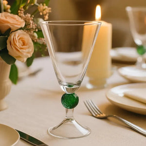 Conjunto 6 Taças para Água Vidro Transparente Haste Verde Linha Sintonia 300ml