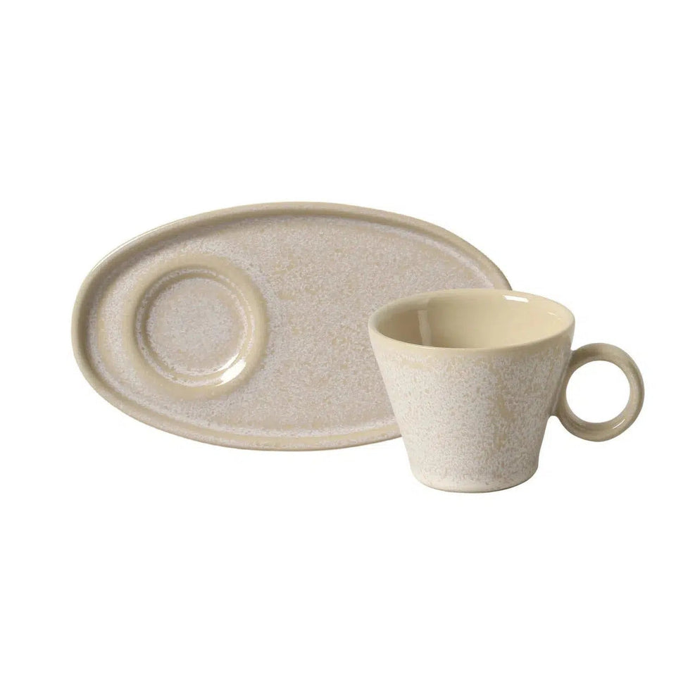 Conjunto 6 Xícaras Café com Pires Oval Neo Stoneware Latte 110ml Porto Brasil