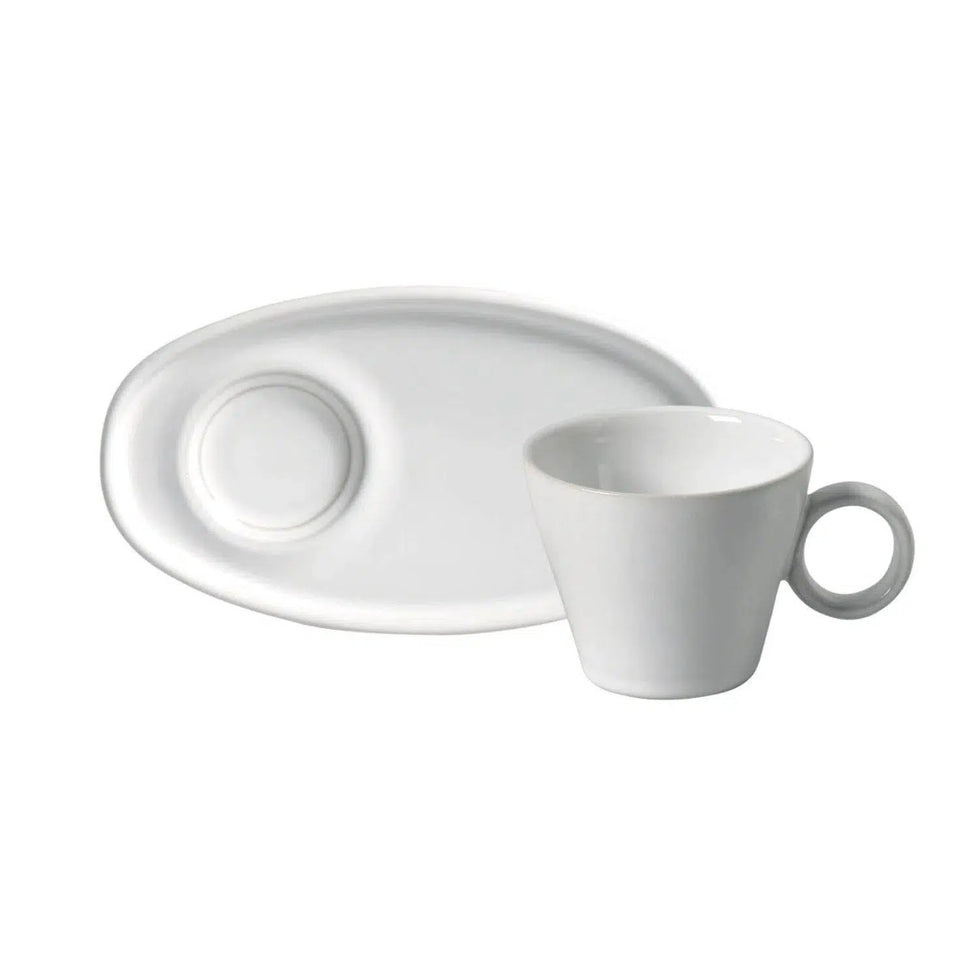 Conjunto 6 Xícaras Café com Pires Oval Neo Stoneware New White 110ml Porto Brasil