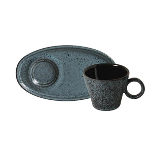 Conjunto 6 Xícaras Café com Pires Oval Neo Stoneware Petroleum/Night Sky 110ml Porto Brasil