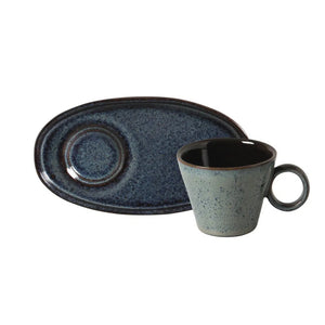 Conjunto 6 Xícaras Café com Pires Oval Neo Stoneware Titanium 110ml Porto Brasil