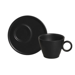 Conjunto 6 Xícaras Chá Pires Neo Stoneware Orgânico Preto Matte 210ml Porto Brasil