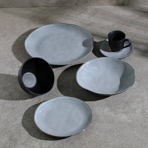 Conjunto 6 Xícaras de Café com 6 Pires Stoneware Orgânico Concreto 120ml Porto Brasil