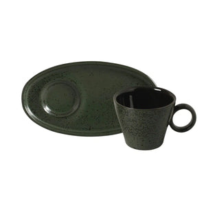 Conjunto 6 Xícaras de Café com Pires Oval Neo Stoneware Arauco/Greenery 110ml Porto Brasil