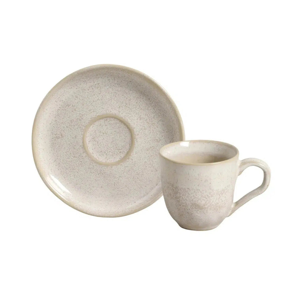 Conjunto 6 Xícaras de Café com Pires Stoneware Bio Latte 120ml Porto Brasil