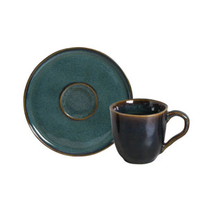 Conjunto 6 Xícaras de Café com Pires Stoneware Bio Oceano 210ml Porto Brasil