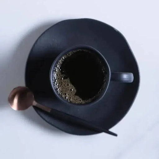 Conjunto 6 Xícaras de Café com Pires Stoneware Orgânico Preto Matte 120ml Porto Brasil