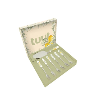 Conjunto 7 peças para Bolo Limone Aço Inox Com Cabo Porcelana Tuut