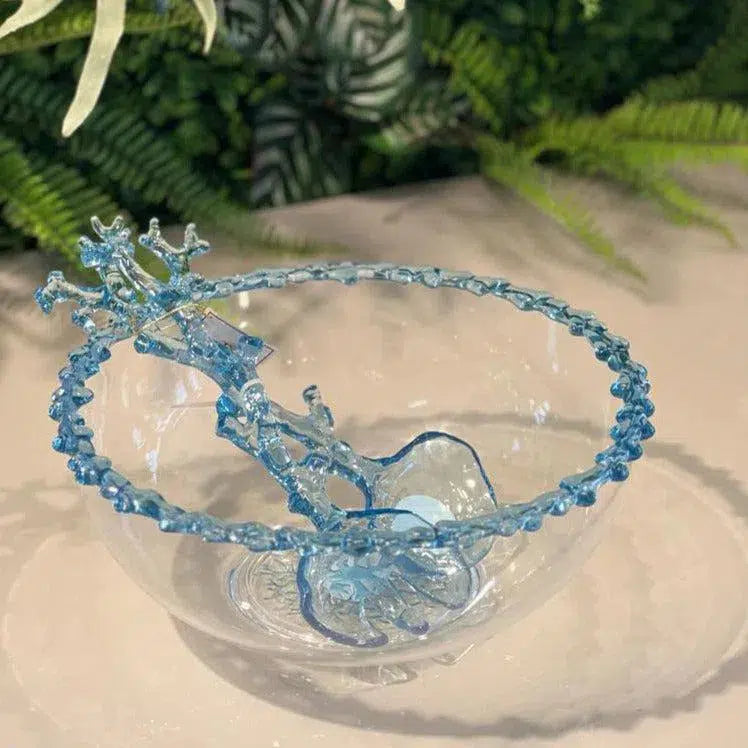 Conjunto Pegador Salada Acrílico Detalhe Coral Azul 30x10,5x3cm