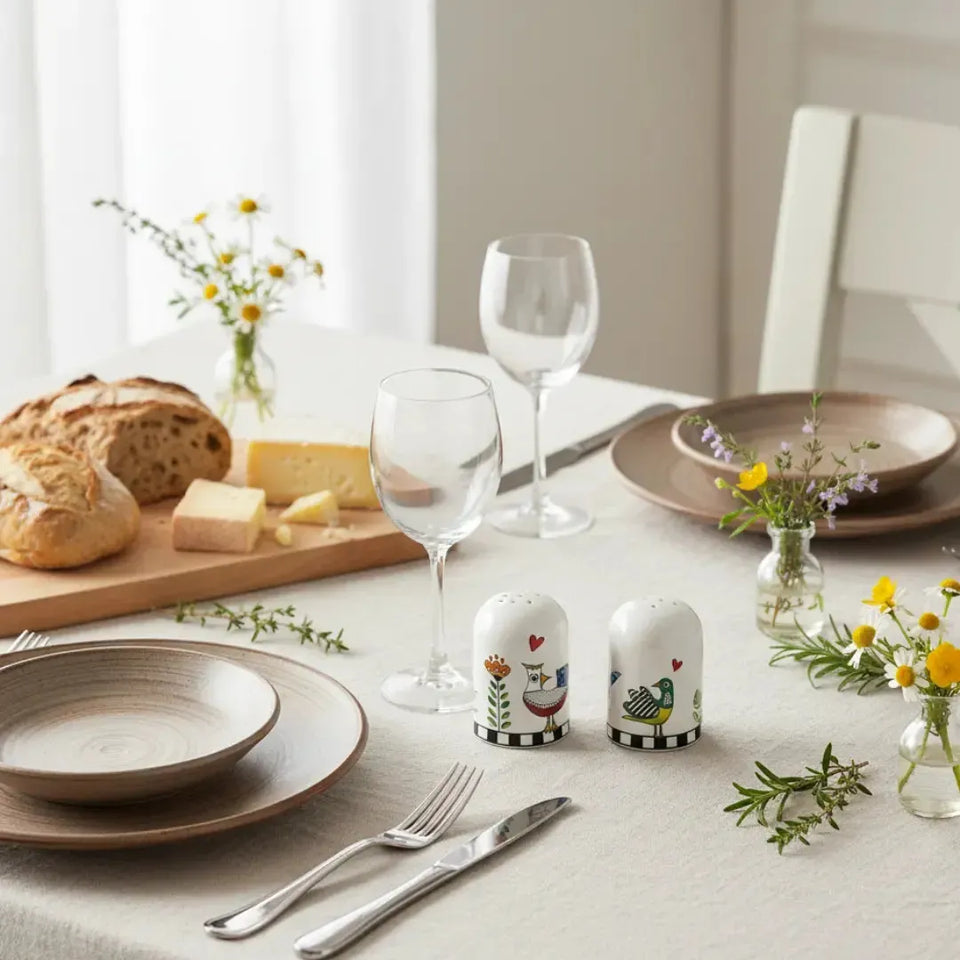Conjunto Saleiro e Pimenteiro Porcelana Cocorico 4x6 Egan