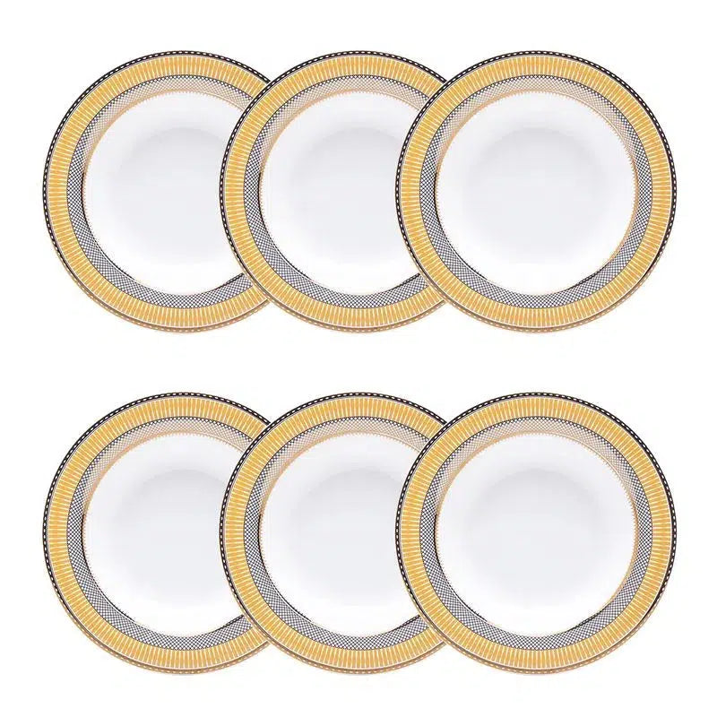 Conjunto com 6 Pratos Fundos Porcelana Gold Star 24,5cm Strauss