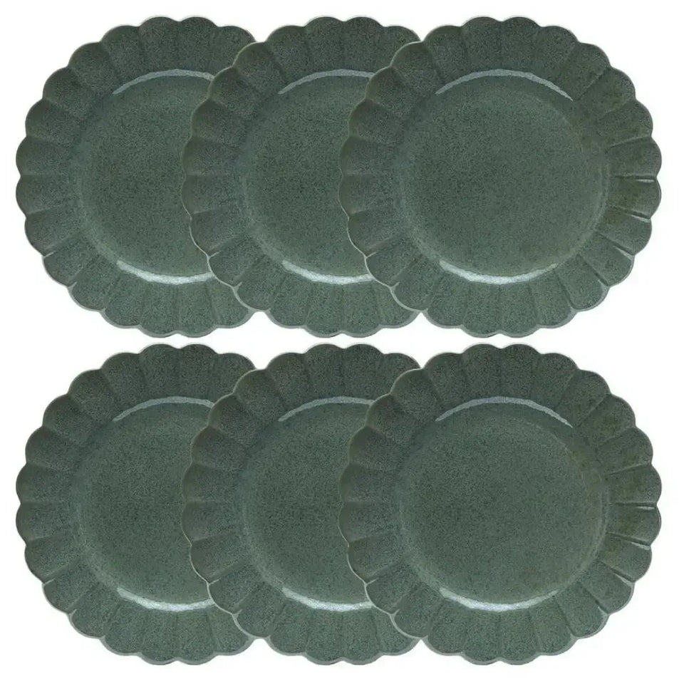 Conjunto com 6 Pratos Rasos Porcelana Flora Hortênsia 27,5cm Oxford