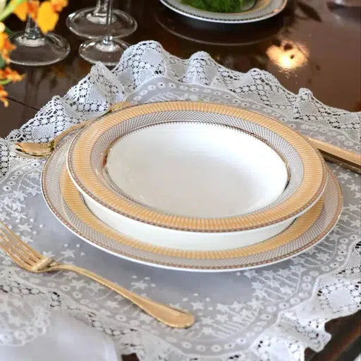 Conjunto com 6 Pratos Rasos Porcelana Gold Star 28cm Strauss