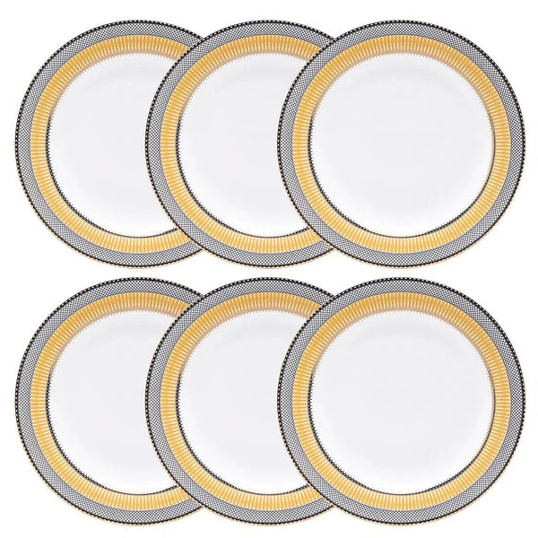 Conjunto com 6 Pratos Rasos Porcelana Gold Star 28cm Strauss