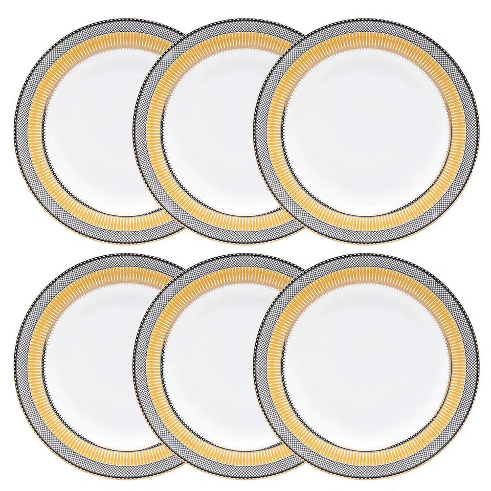 Conjunto com 6 Pratos Rasos Porcelana Gold Star 28cm Strauss