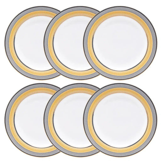 Conjunto com 6 Pratos Rasos Porcelana Gold Star 28cm Strauss