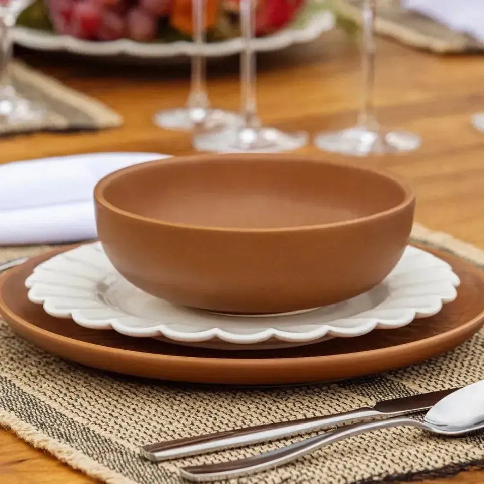 Conjunto Com Pratos De Sobremesa Porcelana Flora Camélia 22Cm