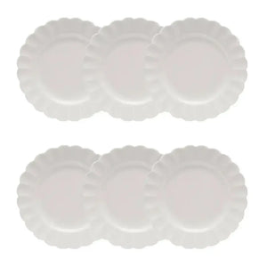 Conjunto com 6 Pratos de Sobremesa Porcelana Flora Camélia 22cm Oxford