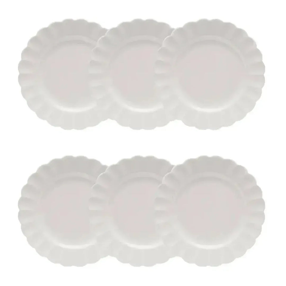 Conjunto com 6 Pratos de Sobremesa Porcelana Flora Camélia 22cm Oxford