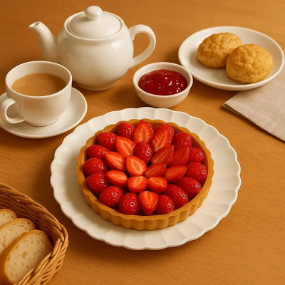 Conjunto com 6 Pratos de Sobremesa Porcelana Flora Camélia 22cm Oxford