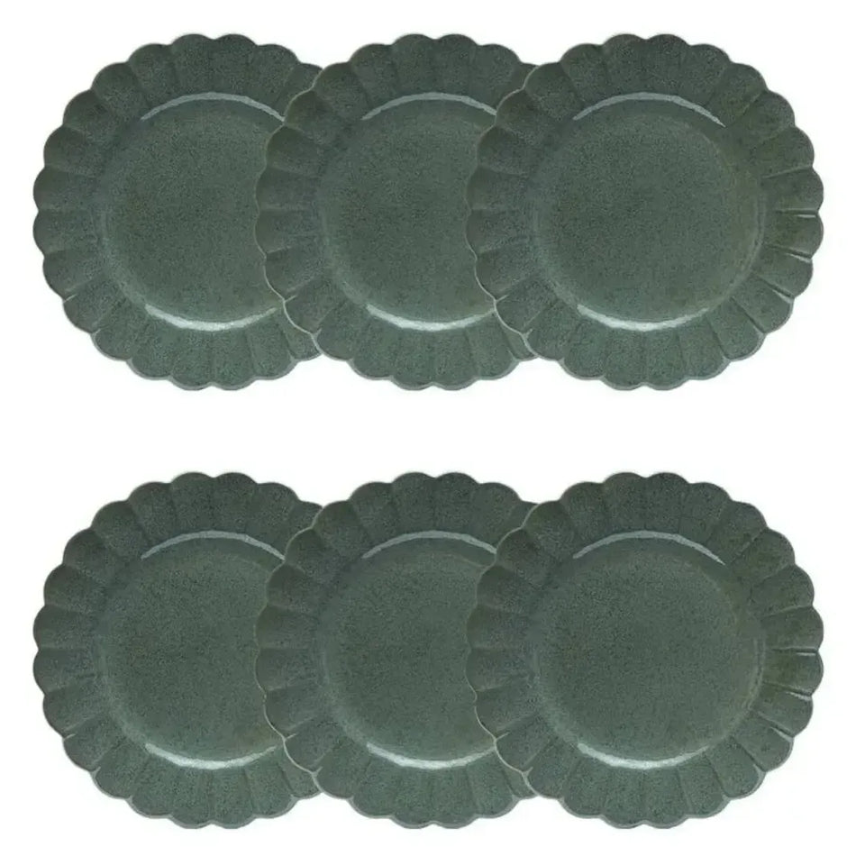 Conjunto com 6 Pratos de Sobremesa Porcelana Flora Hortênsia 22cm Oxford