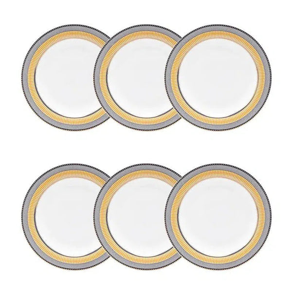 Conjunto com 6 Pratos de Sobremesa Porcelana Gold Star 23cm Strauss