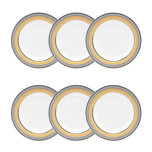 Conjunto com 6 Pratos de Sobremesa Porcelana Gold Star 23cm Strauss