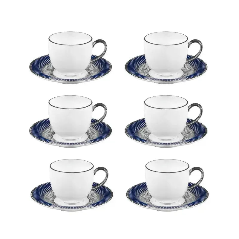 Conjunto com 6 Xícaras de Café Porcelana Blue Star 110ml Strauss